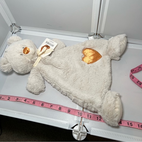 Demdaco Gray Bear Orange November Heart Plush Baby Toy Rattle Birth Month - Picture 2 of 6